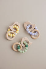 Load image into Gallery viewer, Dove Rattle - BPA Free Silicone &amp; Beech Wood
