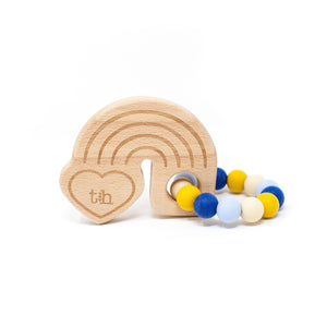 Rainbow Wooden Teether - Natural Beech Wood & BPA Free Silicone