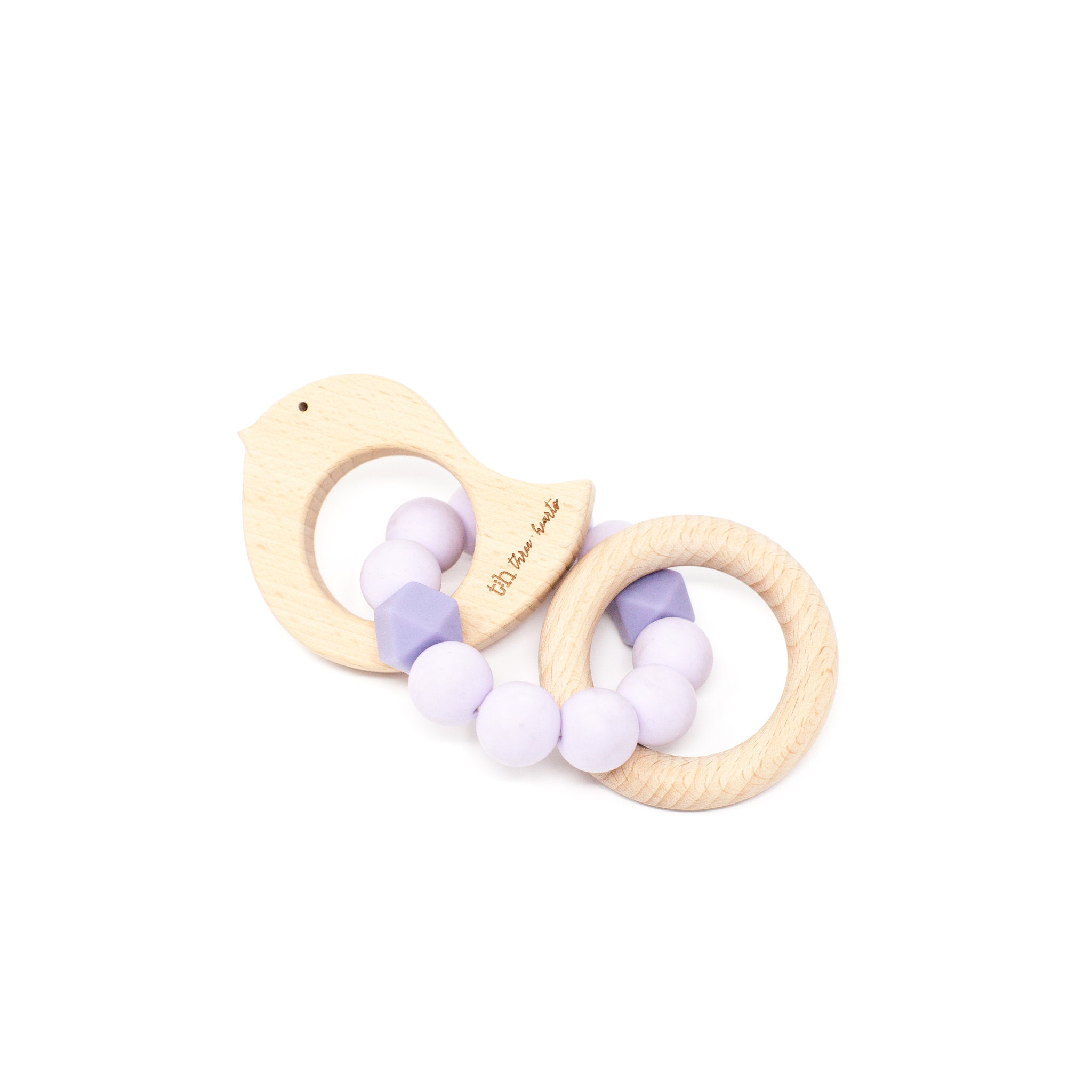 Dove Rattle - BPA Free Silicone & Beech Wood