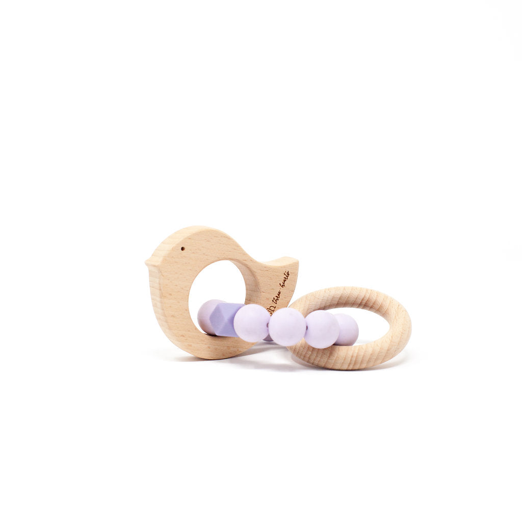 Dove Rattle - BPA Free Silicone & Beech Wood – Three Hearts Modern ...